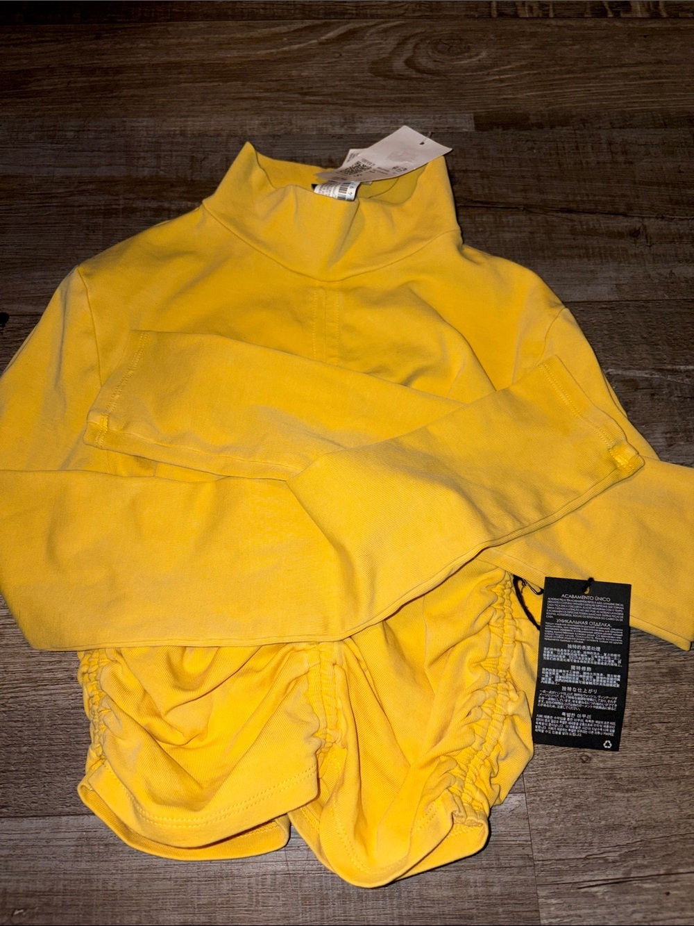 Forever 21 Yellow Mock Neck Long Sleeve Top